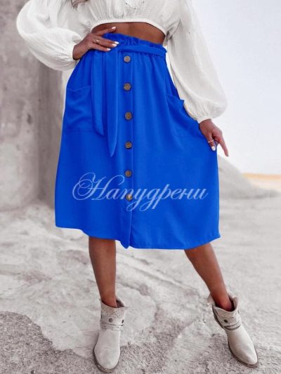 Ефектна пола с копчета и коланче