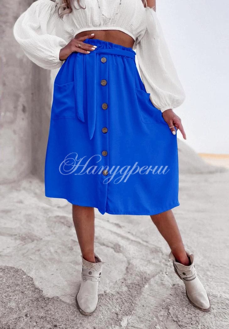 Ефектна пола с копчета и коланче Ефектна пола с копчета и коланче