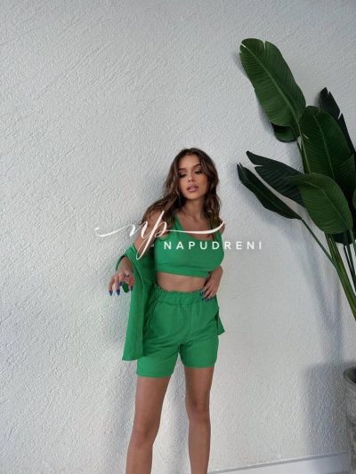 Тренди сет от 3 части "Rossy" в зелен цвят - код 5344