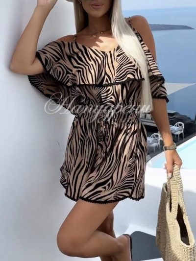 Дамски сет от две части "Mokka" с ефектни ивици - код 5428