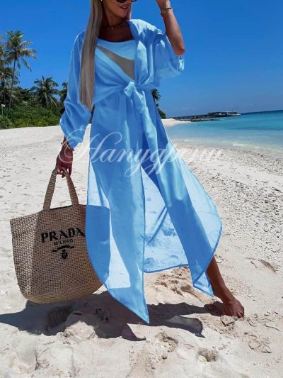 Нежно парео в светлосин цвят