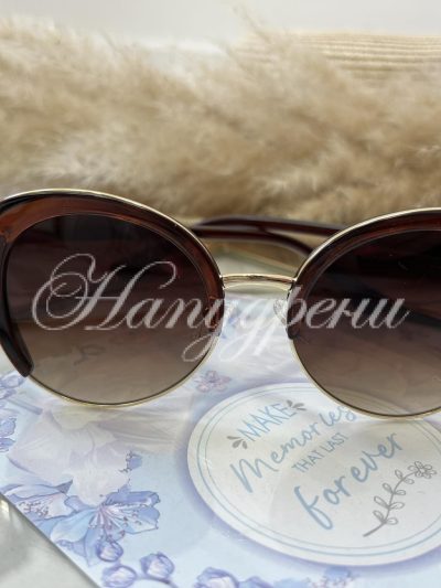 Ефектни очила с брокат в кафяво - код 5476