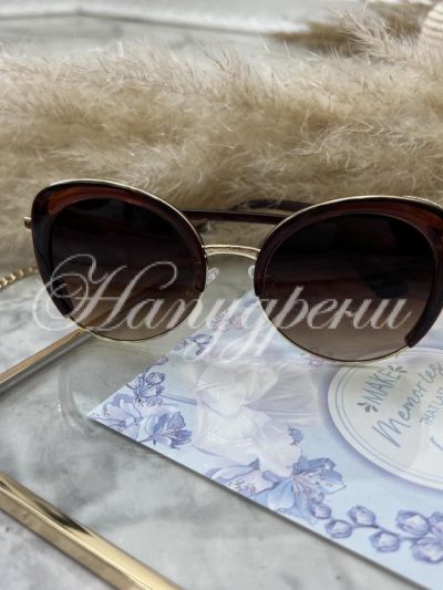 Ефектни очила с брокат в кафяво - код 5476