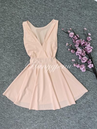 Кокетна рокля "Ellora" в бежов цвят - код 5493