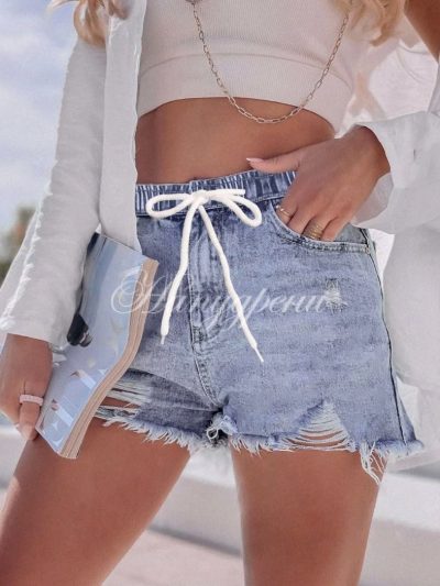 Дамски къси панталонки с връзки - код 5489