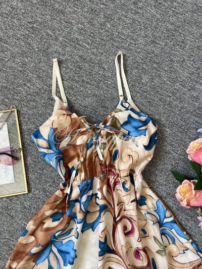 Дамска кокетна рокля  в бежова разцветка - код 5599