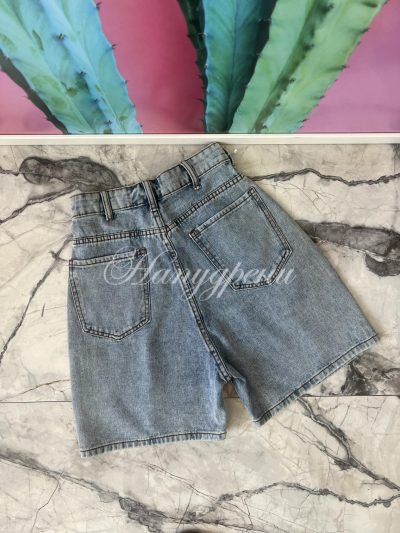 Дънкови къси панталонки с висока талия - код 5617