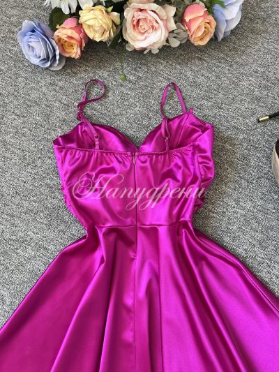 Кукленска рокля сатен "Ksenia" в цикламен цвят - код 5655