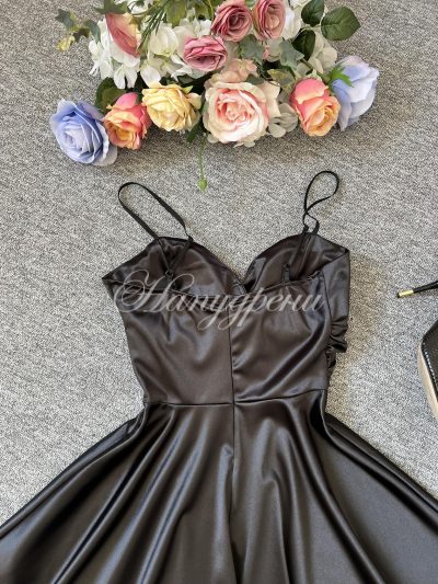 Кукленска рокля сатен “Ksenia” в черен цвят – код 5658