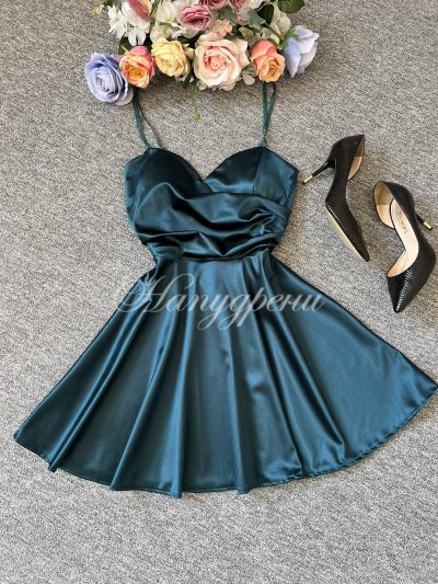 Кукленска рокля сатен "Ksenia" в цвят петрол - код 5654