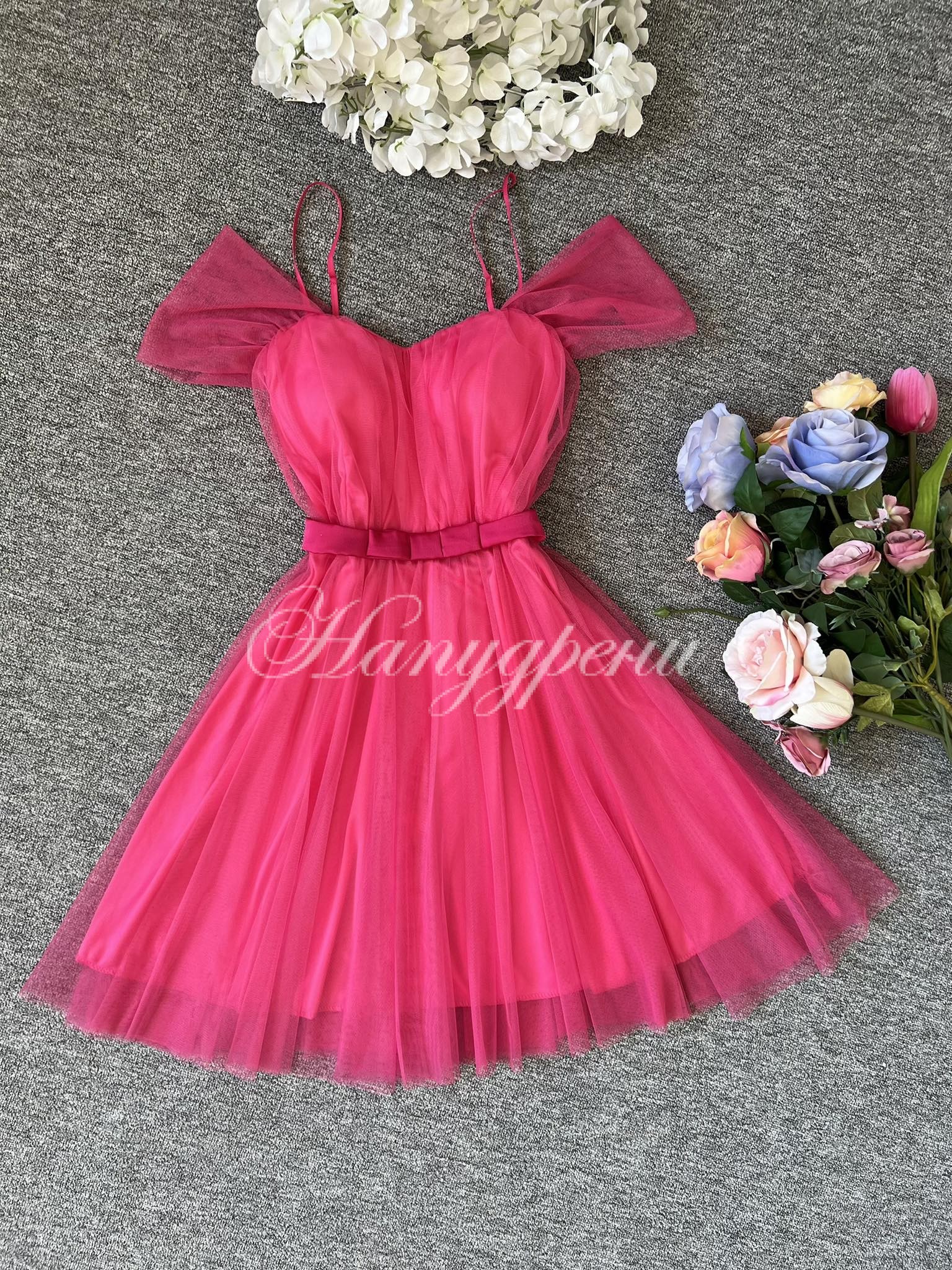 Дамска тюлена рокля в цикламен цвят – код 5653 Дамска тюлена рокля в цикламен цвят – код 5653