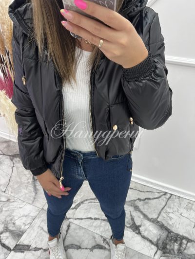 Ефектно черно яке със златисти детайли – код 5711