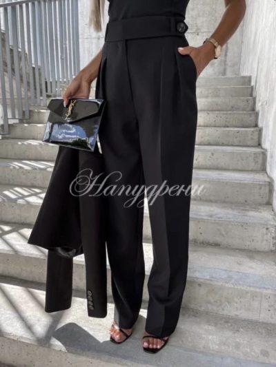 Дамски елегантен панталон в черен цвят - код 5719