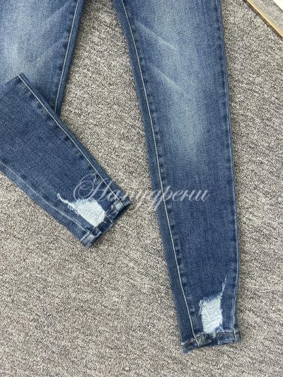 Дамски сини дънки с ефектен колан- код 5866