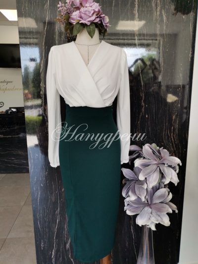 Дамска елегантна рокля "Rome" в зелен цвят - код 5832