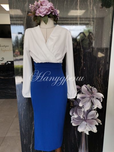 Дамска елегантна рокля "Rome" в син цвят - код 5833