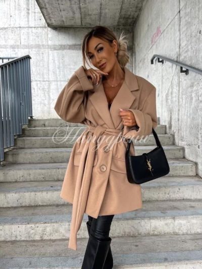 Дамско палто "Scotland" в кафяв цвят - код 5793