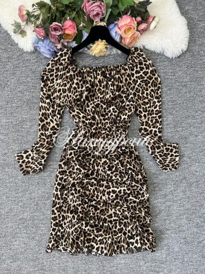 Дамска рокля в леопардов принт - код 5823
