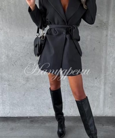 Дълъг блейзър "Simona" в черен цвят - код 5764