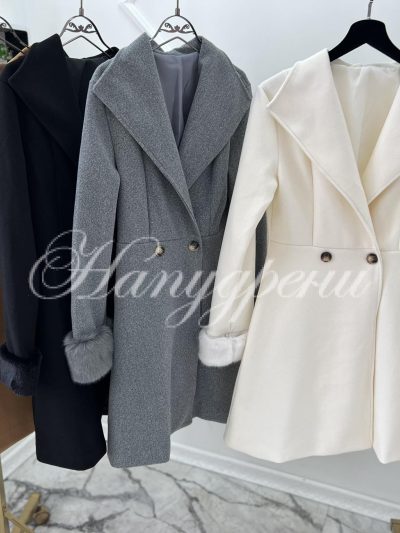 Дамско разкроено палто "Hillton" в кафяв цвят - код 6104