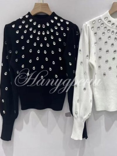 Дамска блуза "Crystal" в бял и черен цвят - код 6228