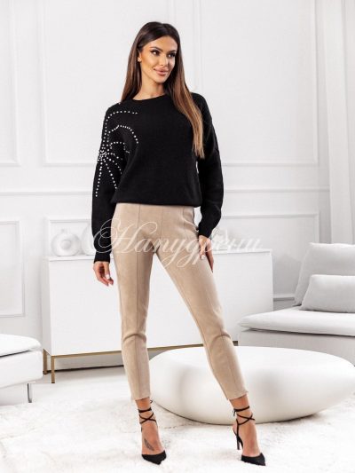 Дамска блуза с ефектен ръкав в черен цвят - код 6217