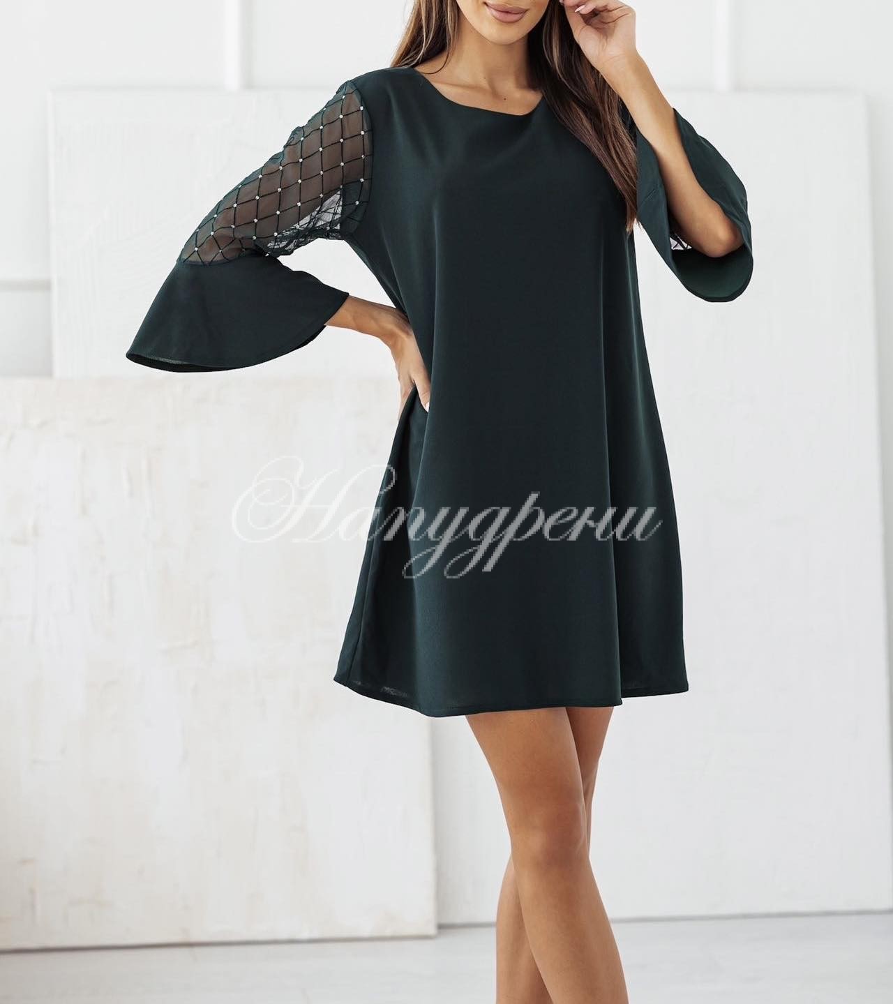 Дамска рокля "Bells" с елегантен ръкав в черен цвят