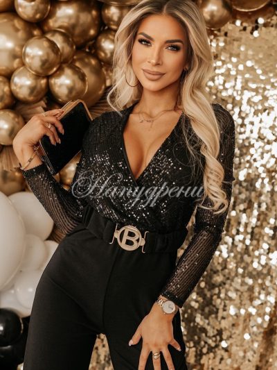 Дамски гащеризон "Anna" в черен цвят - код 6375