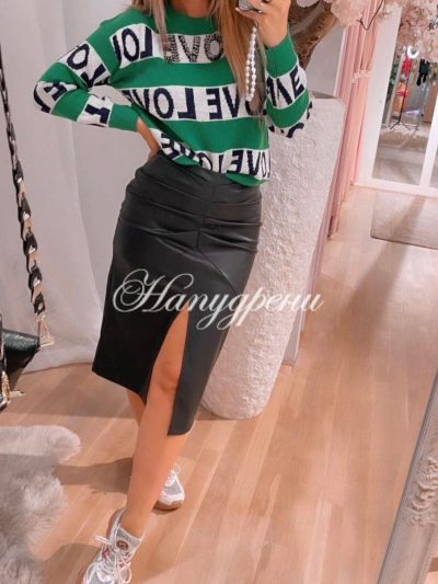 Дамска блуза "Love" в зелен цвят - код 6430