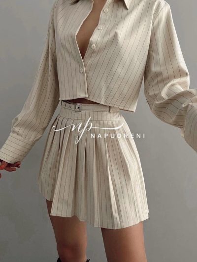 Kомплект от две части "Follow" в бежов цвят на райе - код 6664