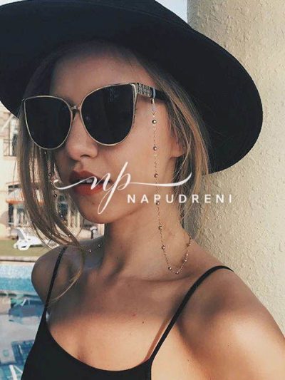 Верижка за очила с мини топчета в сребристо - код 6610