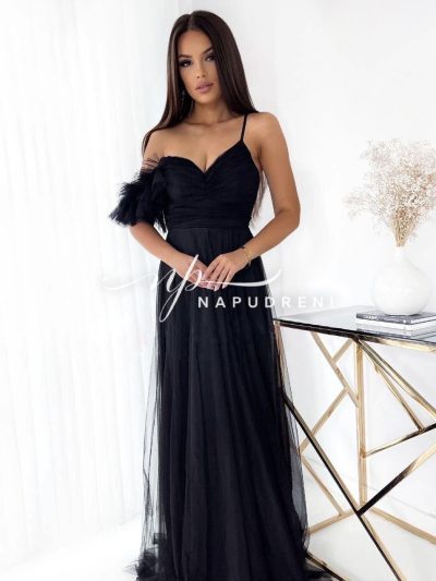 Дамска тюлена рокля "Venera" в черен цвят - код 6832