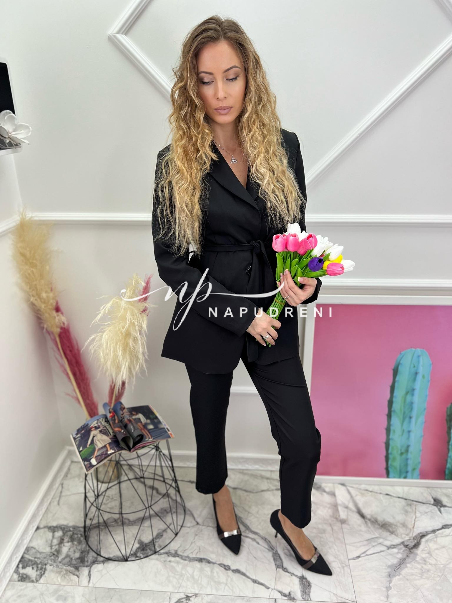 Дамски комплект "Bouquet" в черен цвят - код 6858