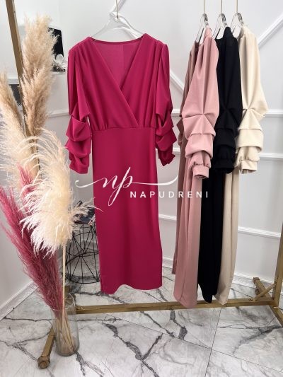 Дамска рокля "Siuzan" в цвят пудра- код 6966