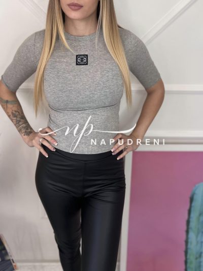 Дамска блуза с къс ръкав в сив цвят - код 6937