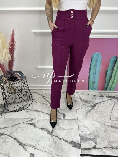 Дамски панталон с ръб в лилав цвят-код 6944