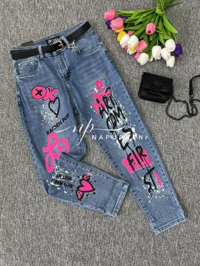 Дамски дънки ''GIA'' с колан - код 7038