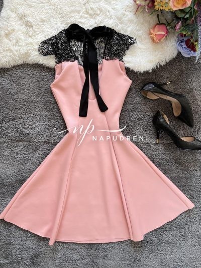 Дамска рокля "Sweety" с дантела в розов цвят – код 7059