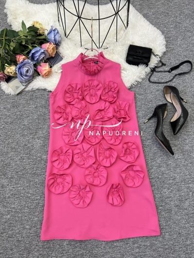 Дамска свободна рокля в цикламен цвят – код 7079