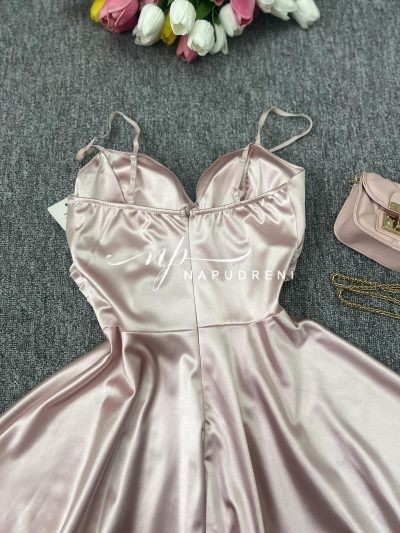 Кукленска рокля сатен “Ksenia” в розов цвят – код 7050