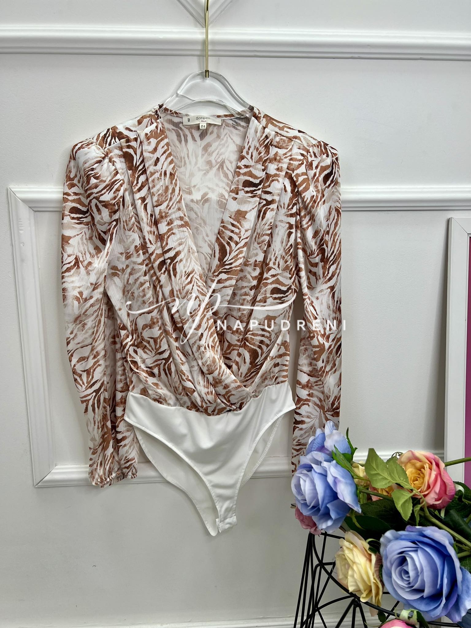 Дамско сатенено боди в тигров цвят