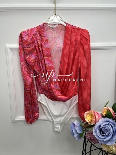 Дамско сатенено боди "Extravagant" в червен цвят – код 7088