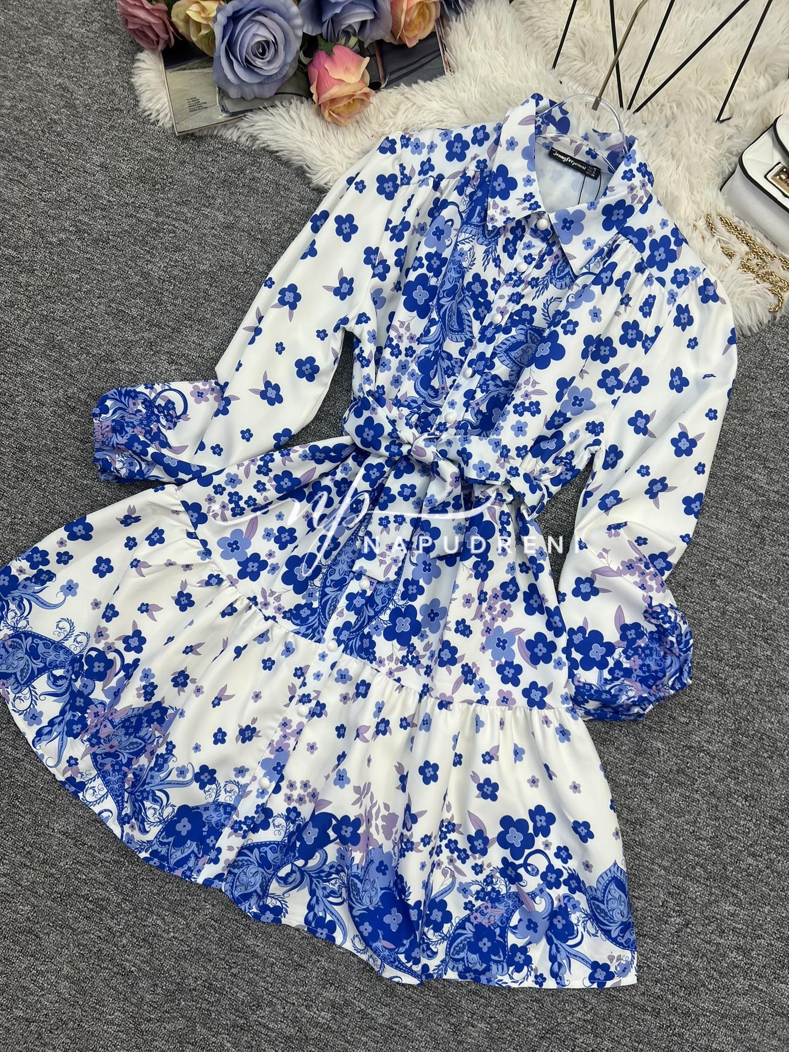 Дамска рокля "Colorful" в син цвят – код 7082