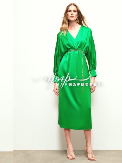 Дамска сатенена рокля ''Lily'' в зелен цвят – код 7092