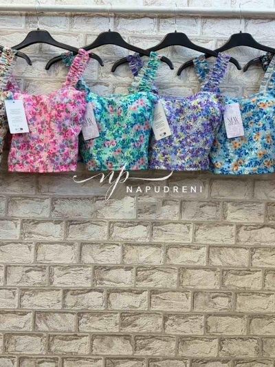 Дамски рипсен топ в черен цвят - код 7197