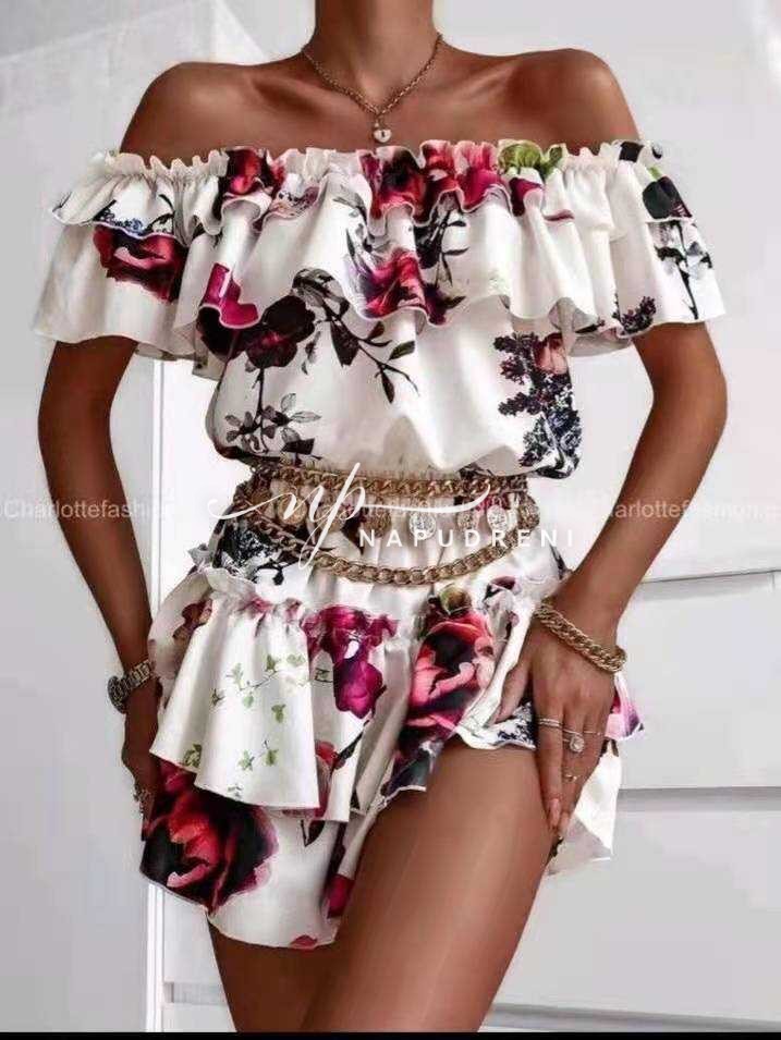 Дамска рокля "Elastic" с червени цветя