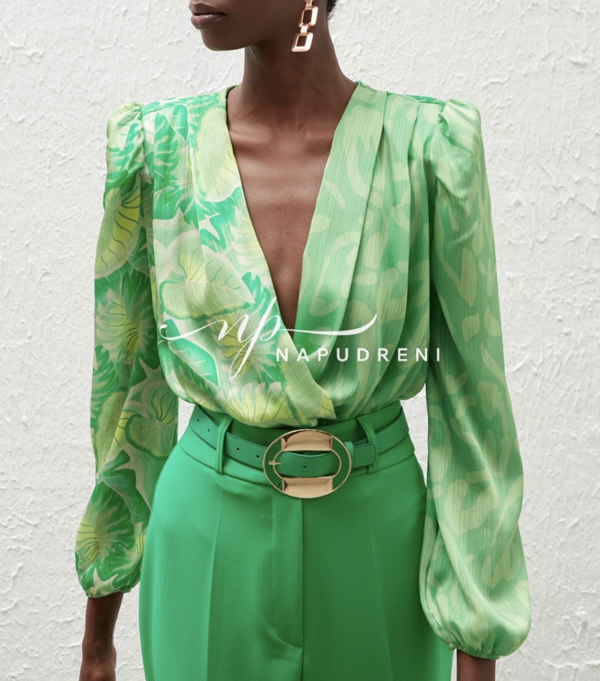 Дамско сатенено боди "Extravagant " в зелен цвят