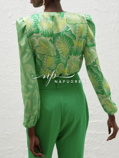 Дамско сатенено боди "Extravagant" в зелен цвят – код 7089