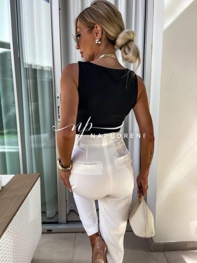 Дамско изчистено боди в черен цвят - код 7425