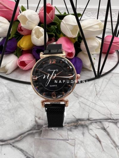 Дамски елегантен часовник в черен цвят – код 7411